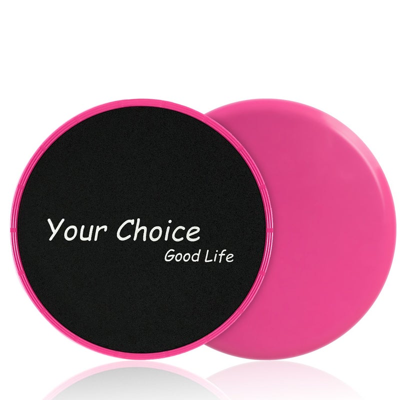 Your Choice أقراص التمرين الأساسية من اختيارك - أقراص انزلاق مزدوجة الجانب للتمارين على السجاد والخشب الصلب، 7" أقراص تمرين، مجموعة من 2 باللون الوردي - Image 1